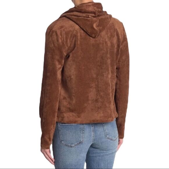 NEW BLANK NYC Faux Suede Hoodie in Brown Size S - Picture 2 of 9